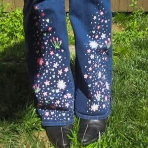 GAP Blue Jeans with Floral Accents